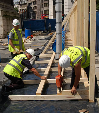 DPM (damp proof membrane) is being used as protection under the hoarding and also for trackway road protection